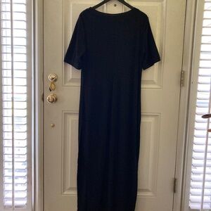 G.I.L.I. Jetsetter Black Maxi Dress/Short Sleeve/Side Slit/Size L/NWOT!